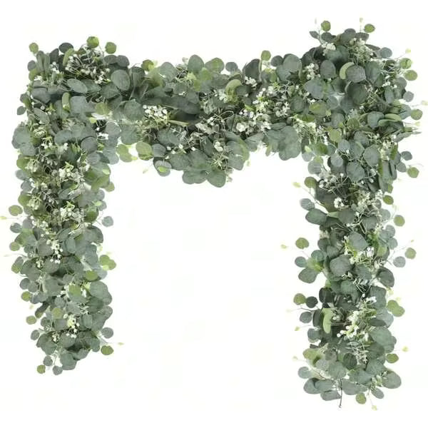 1/3 Pcs, 68.89 Inch White Eucalyptus Wreath, Silver Eucalyptus Leaf Star Wreath, Artificial Green Plant Vine, Suitable For Christmas Decoration, Home Decor, Tabletop, Party, Wall Decor, Room Decor, Wedding, Scene Decor, Home Furnishing