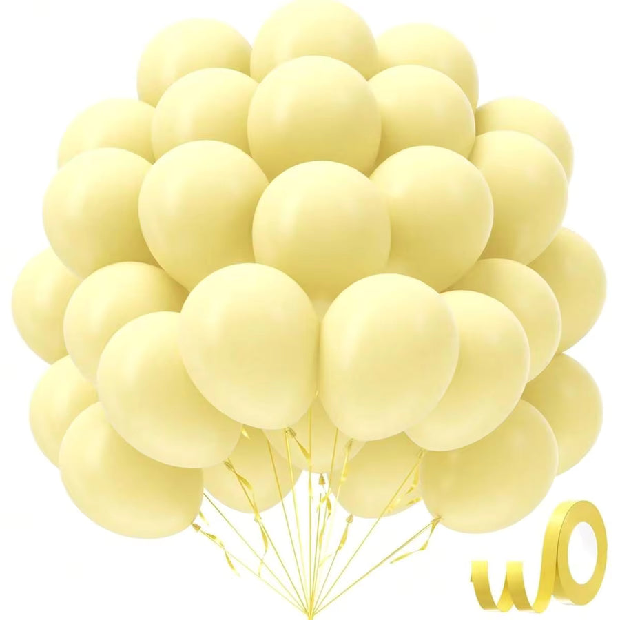 10/20/30/40/50pcs Light Yellow Latex Party Balloons - 18/12/10/5 Inch Round Helium Balloons, Light Yellow, Suitable For Birthday, Bridal Shower, Wedding, Sunflower Theme Party Decoration